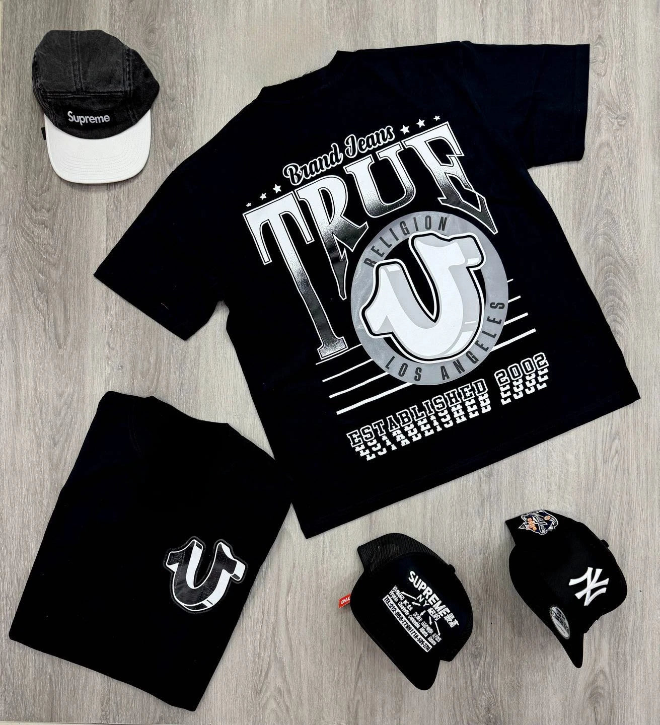 True Religion T-shirt Graphics T-shirt Men Cotton Graphic Crew Neck T-shirt Printed Short Sleeve Comfortable Breathable Top Viralgem Store