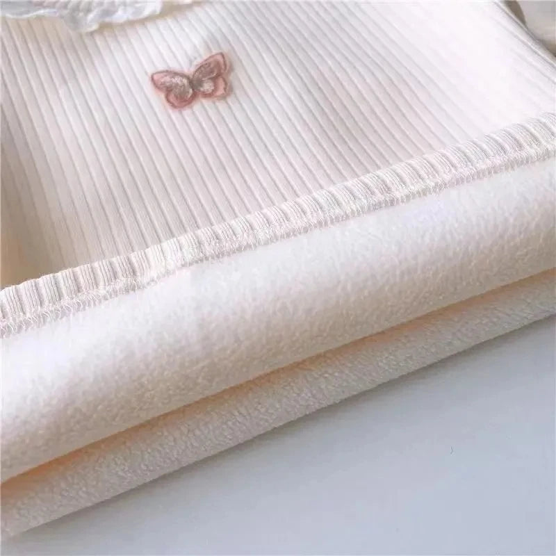 Toddler Baby Girl Velvet Warm Tops Children Turtleneck Butterfly Sweater Shirts 1-13Years Children Base Tops in Pink Beige 6 8 9 Viralgem Store