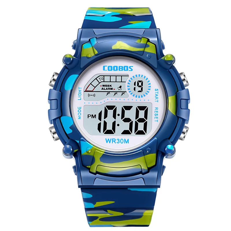 2023 New Boys Sports Military Kids Digital Watches Student Childrens Watch Fashion Luminous LED Alarm Camouflage Girls Clock Viralgem Store