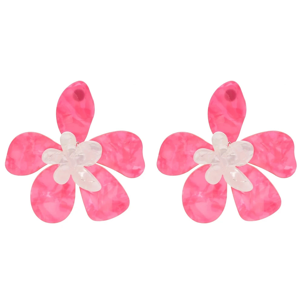 Acrylic Fashion Big Flower Pendant Earrings Double Layer Flowers Women's Earrings for Women 2023 New Party Jewelry Gifts