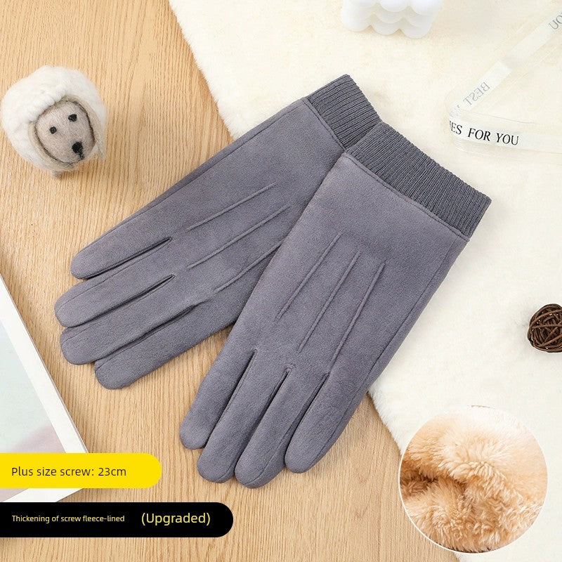 Women's Warm-Keeping and Cold-Proof Five-Finger Double-Layer Thickened Gloves for Autumn and Winter