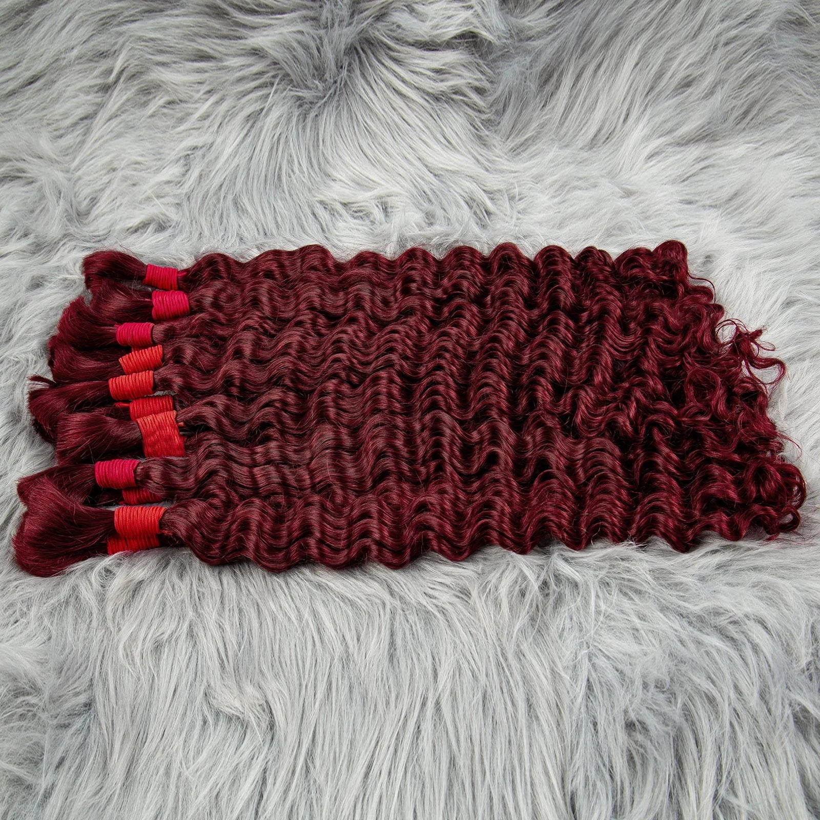 22Inch 100% Human Hair Bundle No Weft Deep Wave Curly Brazilian Virgin Hair for Boho Braid Burgundy 1 2 3 Bundles Hair for Women Viralgem Store