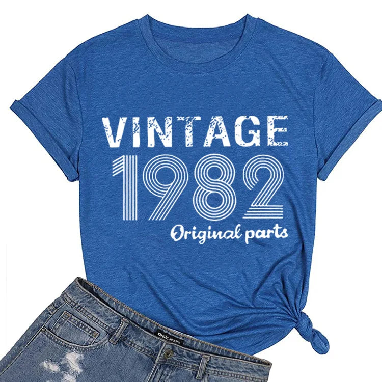 Vintage 1982 Original Print Women T Shirt Short Sleeve O Neck Loose Women Tshirt Ladies Tee Shirt Tops Camisetas Mujer