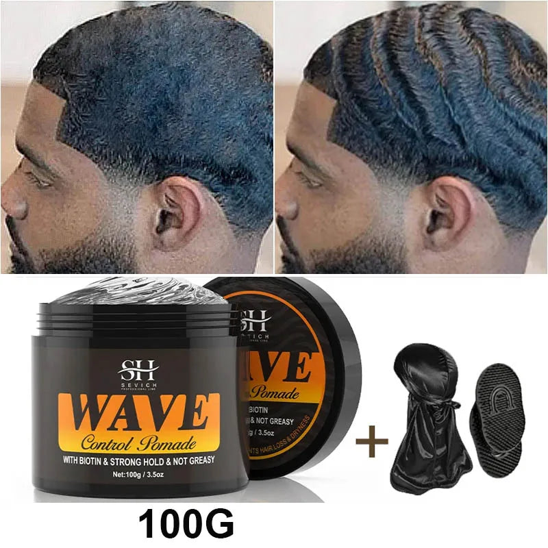 360 Wave Hair Wax Shampoo Kit Edge Control Gel Pomade Curly Hair Cream for African Men Grease Layered Style With Brush Tool Viralgem Store
