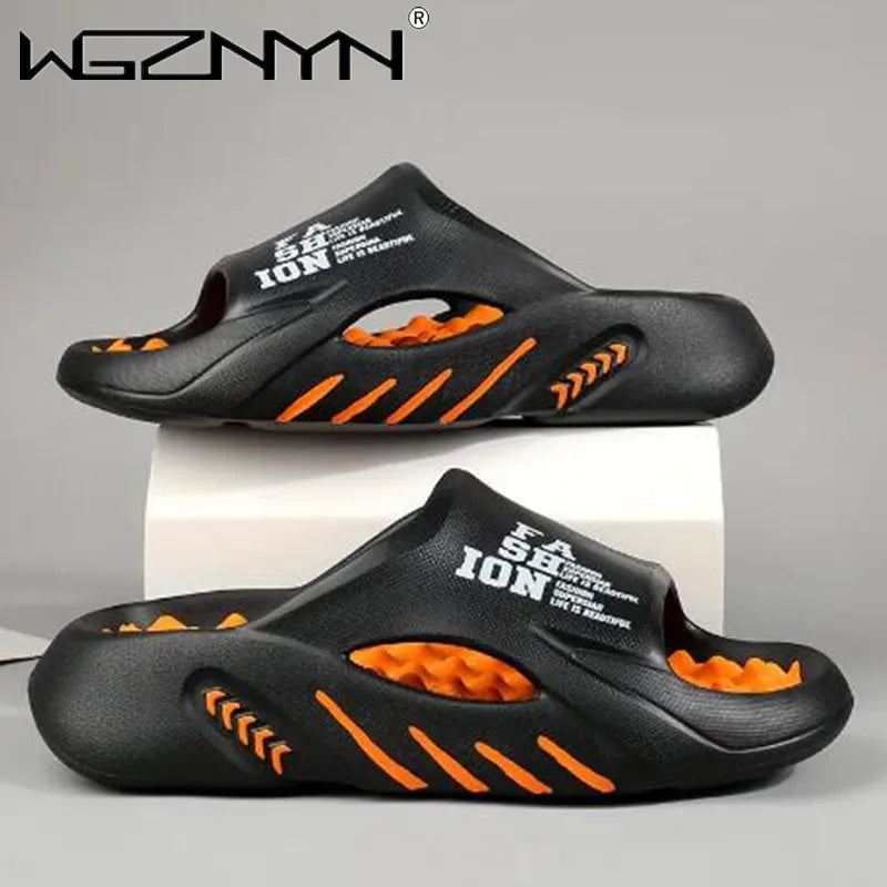 2023 NEW Men's Slippers Massage Slip-on Platform Slippers for Men Fashion Outdoor Beach Anti-slip Flip-Flops Man's Sandals 38-45