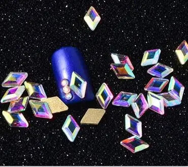 100pcs AB clear Rhinestone 4-10mm Nail Art Shape Top Crystal AB Czech Crystal Rhinestone Flatback Elongated Glass Stones ZZ15244