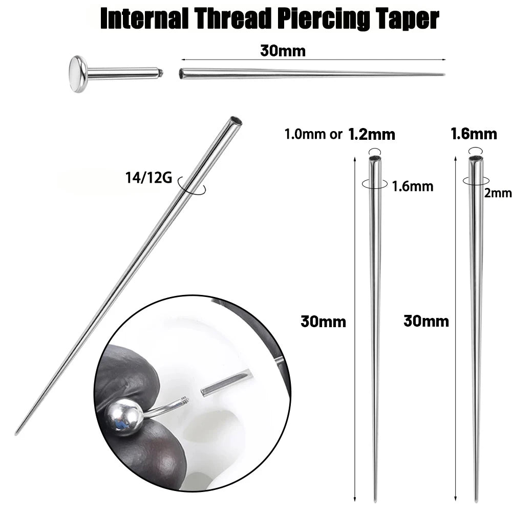 Surgical Steel 14/16/18G Insertion Taper Easy For Thread Threadless Piercing Earrings Jewelry Wear Easy Tool Viralgem Store