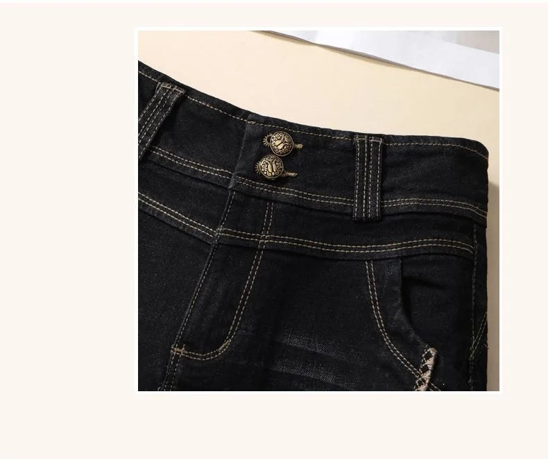 Stretch Denim Shorts Women's New Summer Thin Korean High Waist Straight Tube A-line Hot Pants Black Blue Casual Female Shorts Viralgem Store