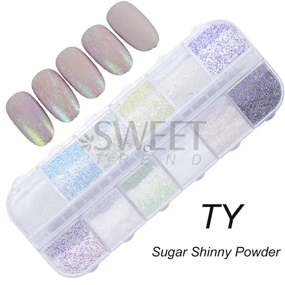 12 Grids Opal Dream Crystal Sequins Nail Flake Galaxy Iridescent Aurora 3D Paillette for Winter Autumn Manicure Decoration SWYFH Viralgem Store