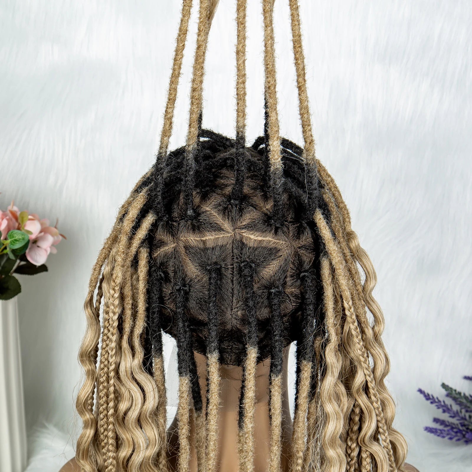 Synthetic Full Lace Wig Braided Wig 28 inch Curly Synthetic Wig Knotless Box Braids Wigs With Baby Hair for Black Women Viralgem Store