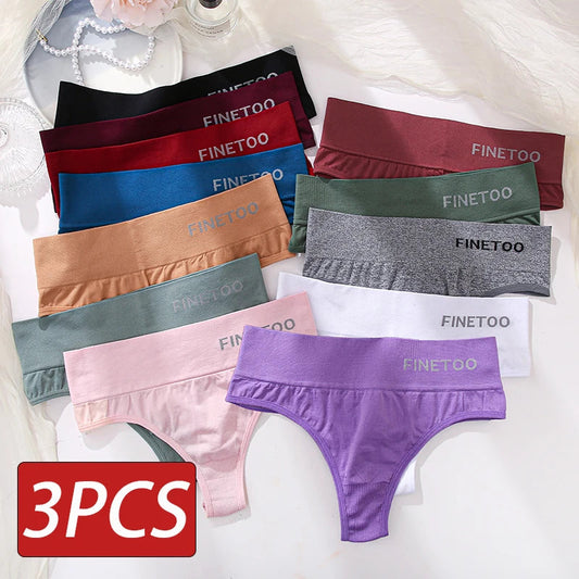 3PCS/Set Women's Panties Sexy Underwear FINETOO Large Size Thong Women Seamless Panties High Waist Girls Thongs M-2XL Viralgem Store