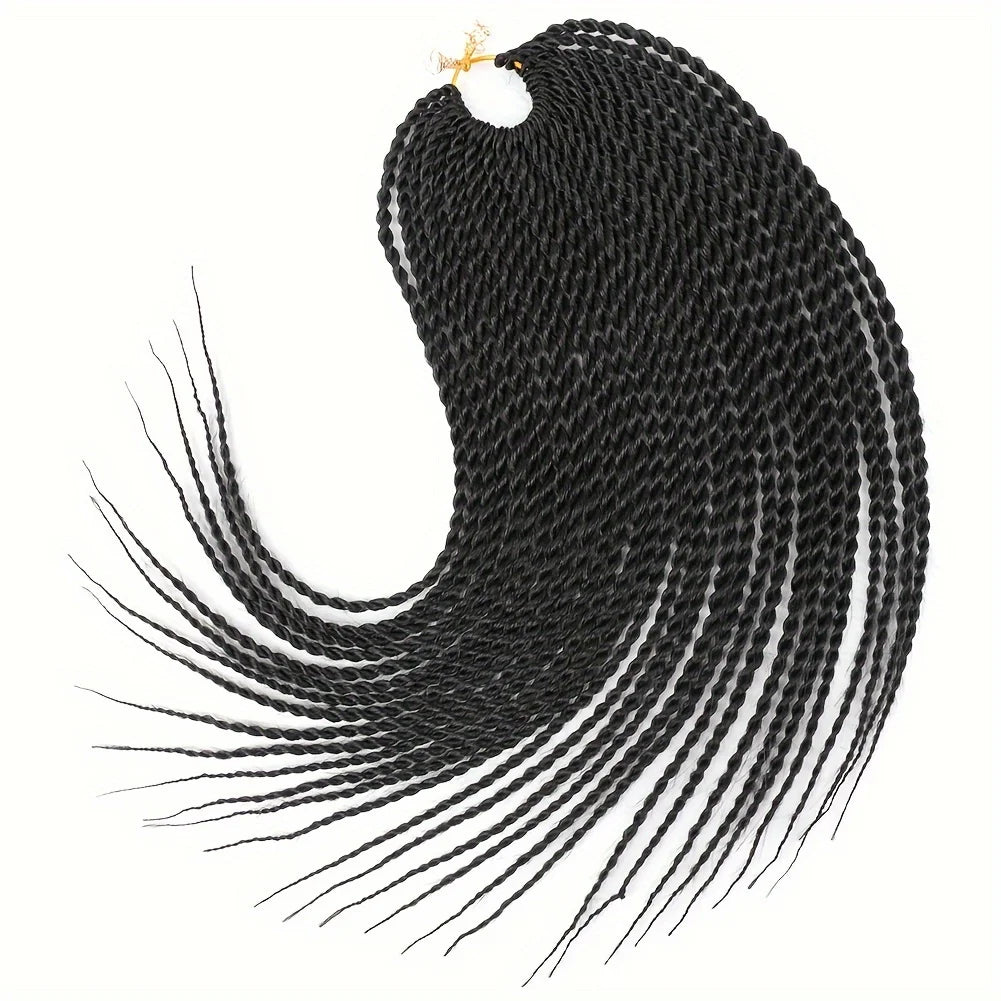 5Pcs Pre-Looped Synthetic Senegalese Twist Crochet Braids - 30 Roots/Pack, High-Temperature Fiber Hair Extensions for Women