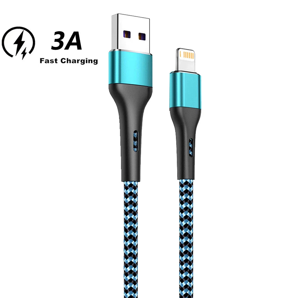 3A USB Fast Charging Cable For iPhone 14 11 12 13 Pro X XS Max 6 7 8 Plus SE iPad Cord Phone Charger Data Wire 1/2/3m 10ft