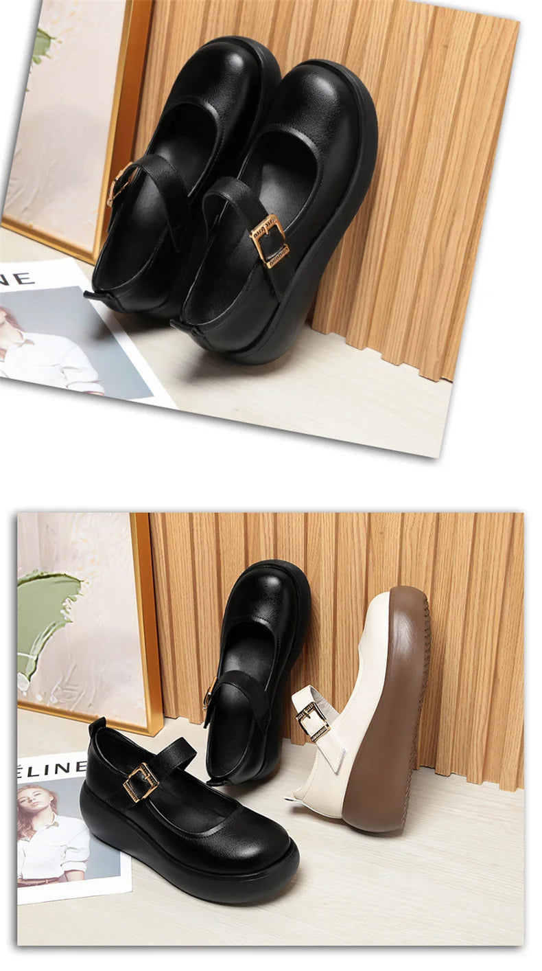 Spring Fashion Wedge Round Toe Soft Bottom Lolita Shoes Women Cute Vintage Mary Jane Shoes Chunky College Student Shoes Viralgem Store