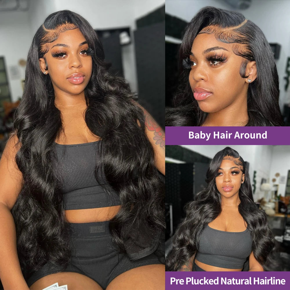 13x4 13X6 Body Wave Transparent Lace Front Wig Bling Hair HD Frontal Wig 180% Density Human Hair 4x4 Lace Closure Wigs For Women