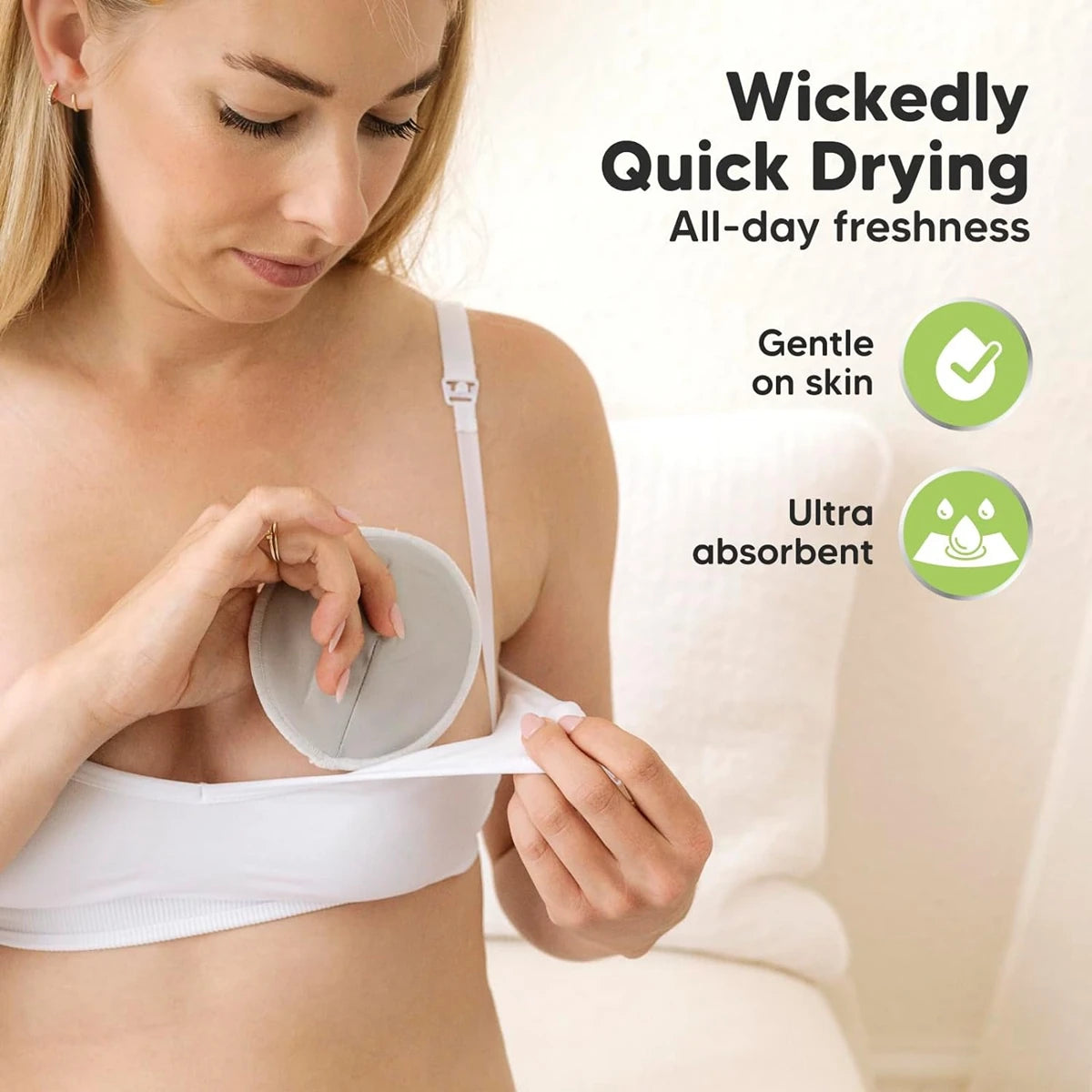 2pcs Organic Bamboo Viscose Nursing Breast Pads Washable Breastfeeding Pads Reusable Breast Pads for Breastfeeding Nursing Pads