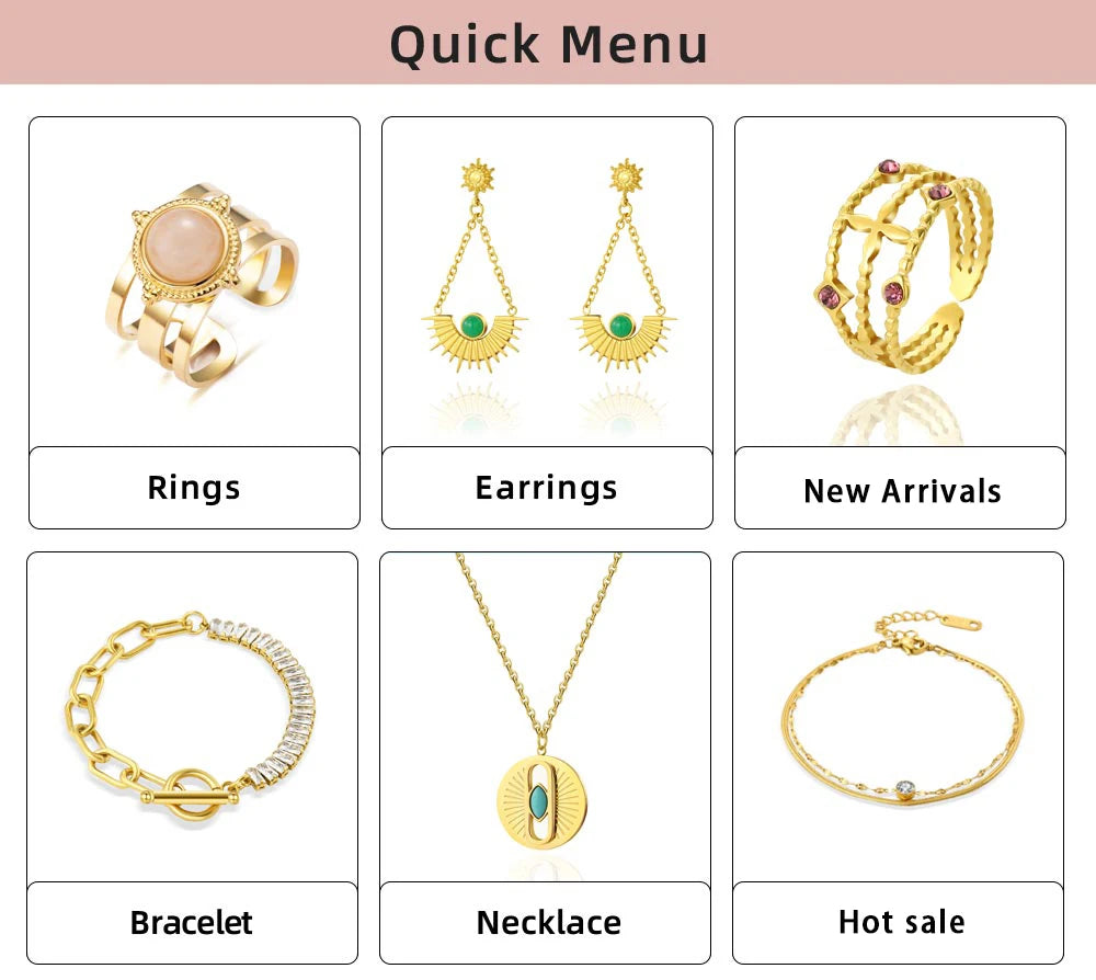 WILD & FREE 18K Gold Plated Natural Stone Stainless Steel Drop Earrings for Women Green African Turquoise Charm Vintage Jewelry