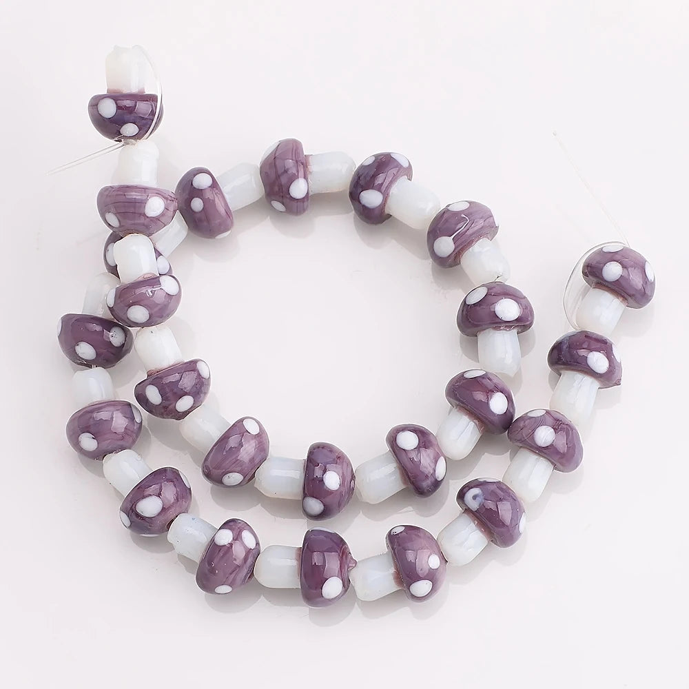 10Pcs 10x13mm 12x16mm 15x20mm Mushroom Shape Lampwork Glass Loose Beads for DIY Crafts Jewelry Making Earing Necklace Accessory