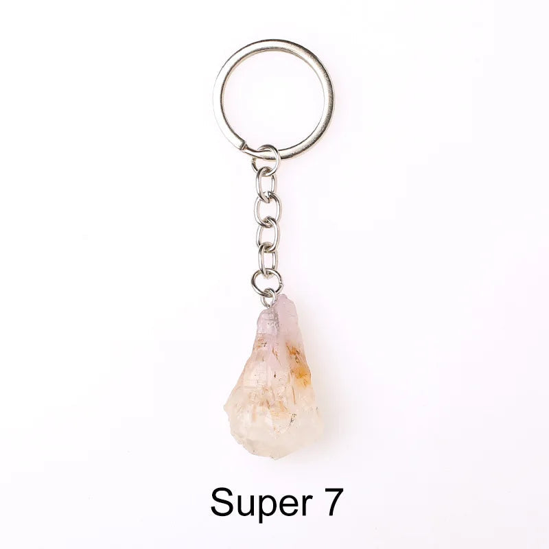20pcs Natural Rough Raw Stone Crystal Quartzs Keychain Women Men Handbag Hangle Car Key Holder Raw Mineral Stone KeyRing Jewelry Viralgem Store
