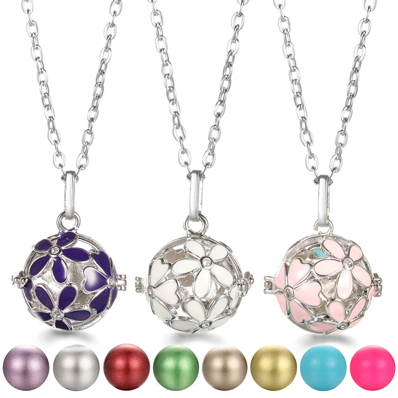 United States Chime Music Ball Woman Caller Essential Oil Necklace Perfume Diffuser Color Footprint Pendant Aromatherapy Jewelry