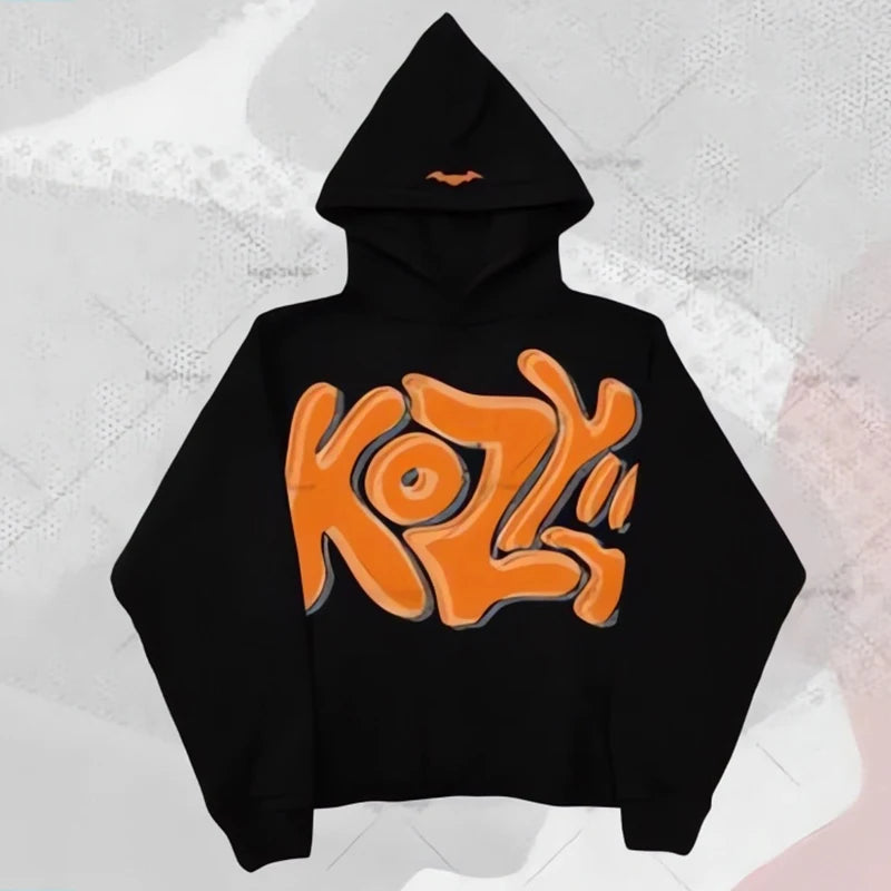 Women Graphic Foaming Printed Hoodies Gothic Long Sleeve Loose Sweatshirts Men Autumn Winter Y2k Punk Hooded Pullovers