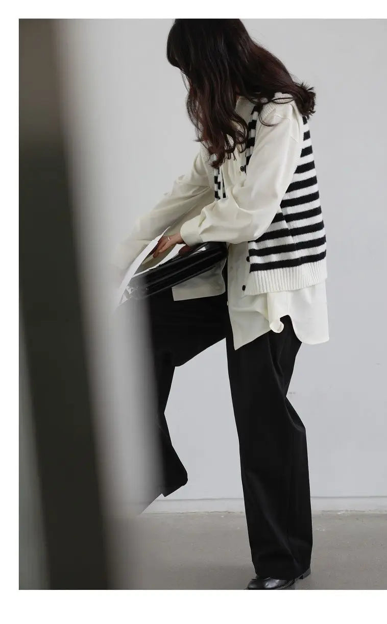 2025 Summer Minimalist Long Sleeve Button Up Shirt Women Korean Style Solid Tie Oversize Shirts Blouse Loose Clothes Autumn Tops