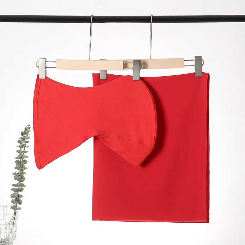 2pcs/set Solid Color Chiffon Hijab Thin Breathable Turban Long Head Scarf With Neck Base Hat For Women Casual Outdoor Viralgem Store