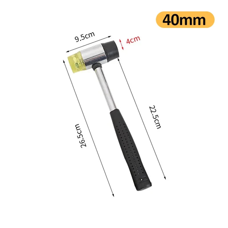 25/30/35/40/45mm Rubber Hammer Double Faced Work Glazing Window Nylon Hammer with Round Head and Non-slip Handle DIY Hand Tool