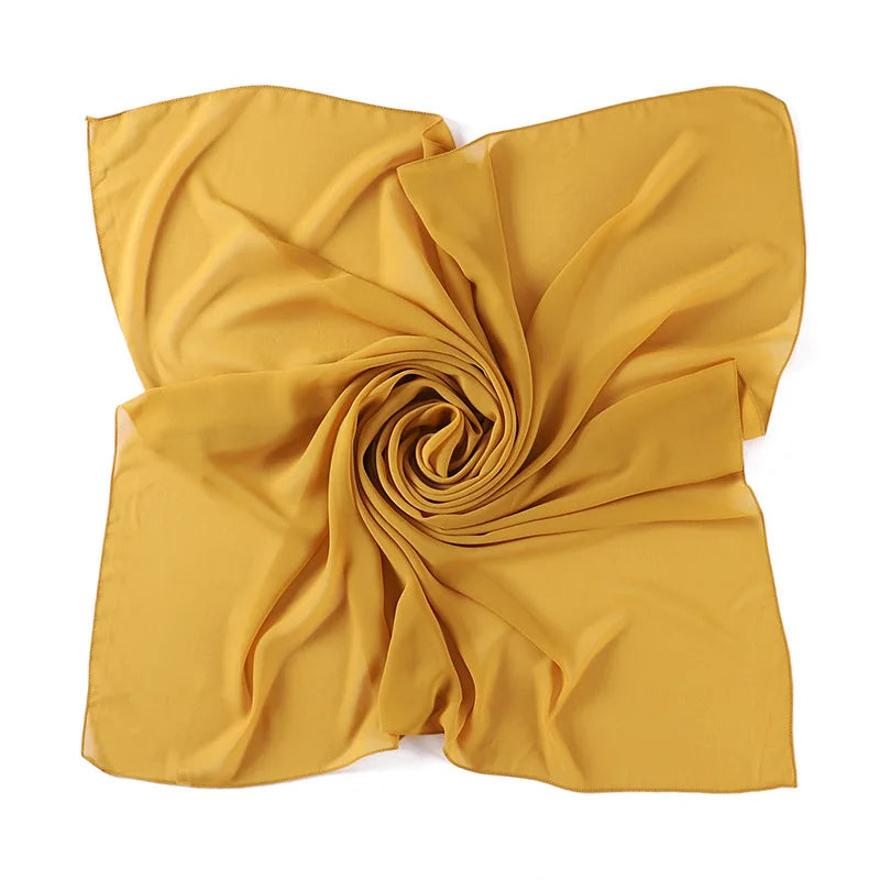 90*90CM Headwrap Heavy Chiffon Square Scarf Muslim Hijabs Women Underscarf Fashion Casual Plain Color Hijab