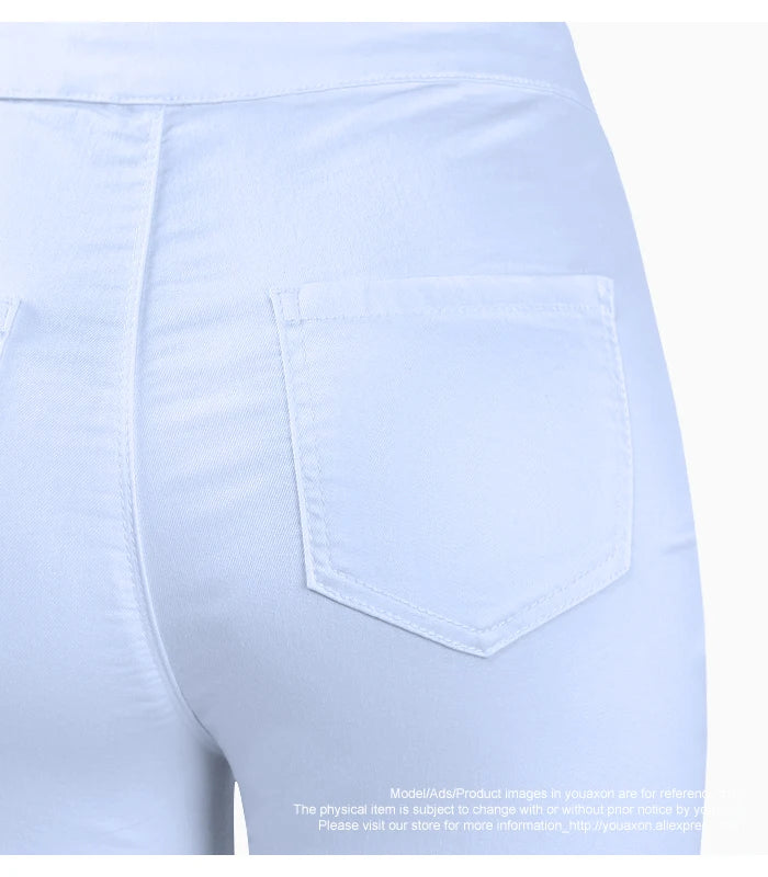 1888 Youaxon Summer Women`s High Waist White Basic Fashion Stretch Skinny Denim Pants Trousers Jeans For Women Free Shipping