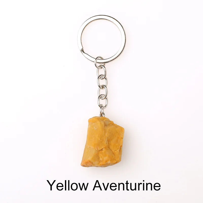 20pcs Natural Rough Raw Stone Crystal Quartzs Keychain Women Men Handbag Hangle Car Key Holder Raw Mineral Stone KeyRing Jewelry Viralgem Store
