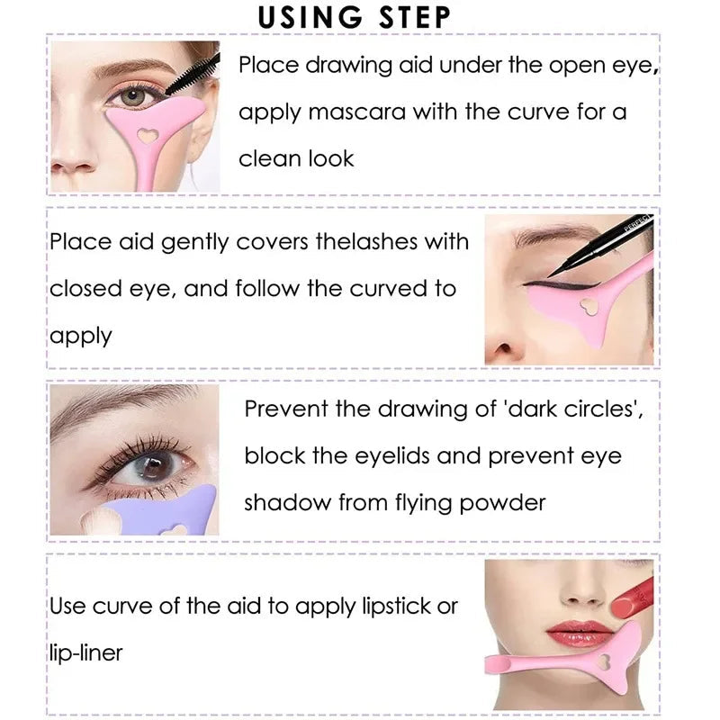 Wholesale Multi-functional Eyeliner Stencil Wing Tips Silicone Eyeliner Aid Drawing Lipstick Wearing Aid Reusable Makeup Tools Viralgem Store