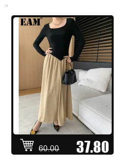 [EAM] Big Size Gray Jacket Wide Leg Pants Two Piece Suit New V-Neck Long Sleeve Women Fashion Tide Spring Autumn 2024 1DH6481