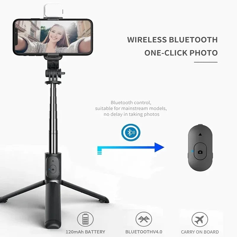 Xiaomi 1045mm Selfie Stick With Wireless Bluetooth Led Fill Light Extended Tripod With Remote Shutter For Android Ios Cellphone