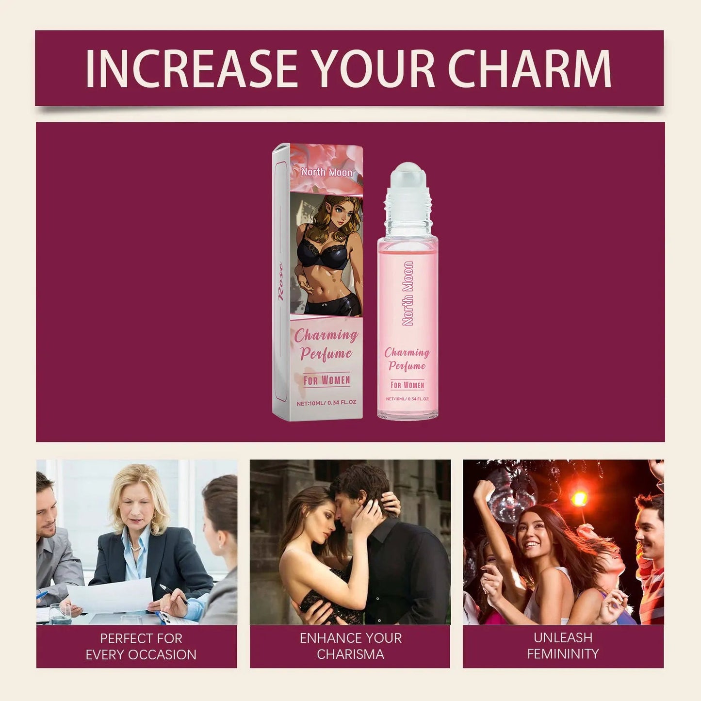Women Pheromone Roll-On Perfume Increase Charming Floral Scent Lasting Fragrance Keep Freshing Romantic Dating Rose Light Perfum Viralgem Store