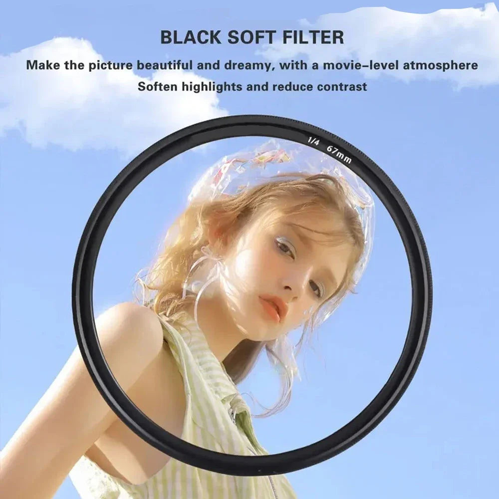 1/4 Black Soft Camera Lens Filters Shoot Beautiful Portrait Filters Filters for 49mm-82mm Canon Nikon Sony Camera Lenses