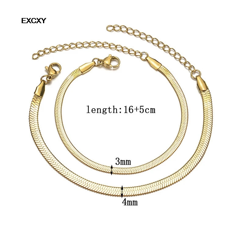 9 mm Wide Stainless Steel Bracelets Simple Trendy Style Daily Wear Silver-Color Charm Bracelet For Women On Party Unisex Style