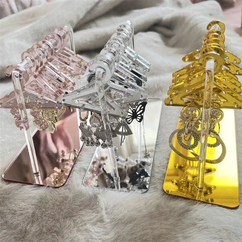8pcs Hangers Earring Jewelry Hanger Display Stand Acrylic Organizer Creative Coat Hanger Shape Tabletop Ear Stud Jewelry Storage Viralgem Store