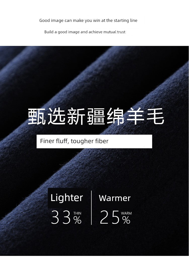 Woolen Coat Winter Thickened New Double Breasted Suit Coat Hotel Manager Work Clothes Mid Length Long Length Trench Coat Viralgem Store