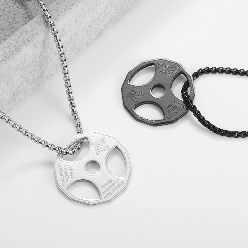 Titanium Steel Dumbbell Pendant Gym Fitness Equipment Barbell Necklace Domineering Muscular Men Fitness Leisure Sports Jewelry Viralgem Store