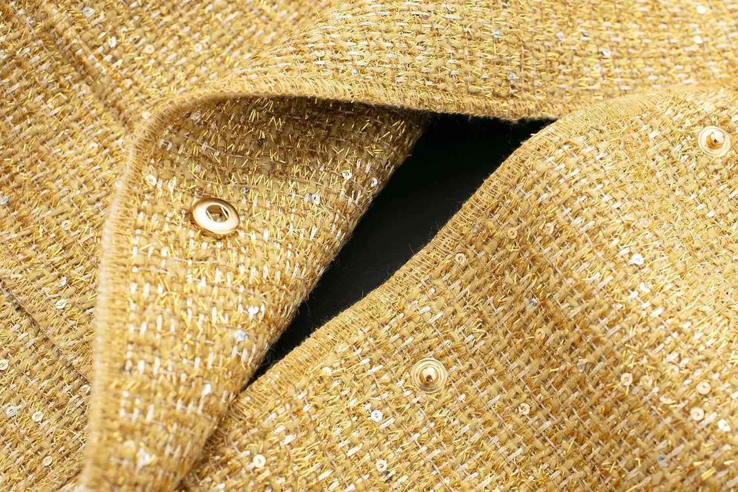 TRAFZA Women Trend Gold Sequin Decoration Loose Short Jacket Woman New Fashion Coat Versatile Warm Chic And Elegant Female Coats Viralgem Store