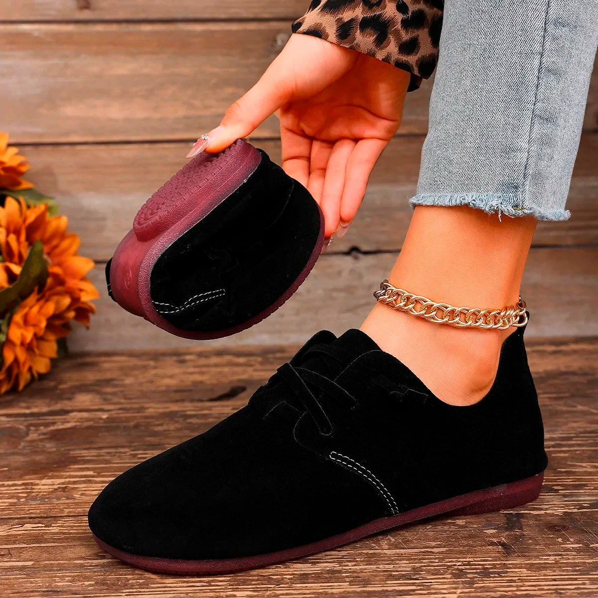 2025 Spring New Women's Flat Shoes Fashion Round Toe Flats Lightweight Lace-up Single Shoes Outdoor Casual Shoes Size 36-43 Viralgem Store