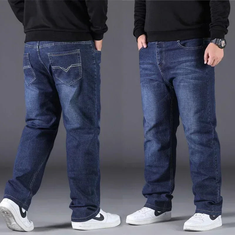 10XL Mens Black Jeans Oversize High Waist Loose Trousers Large Size Husband Plus Size Loose Denim Trousers Blue Male Denim Pants