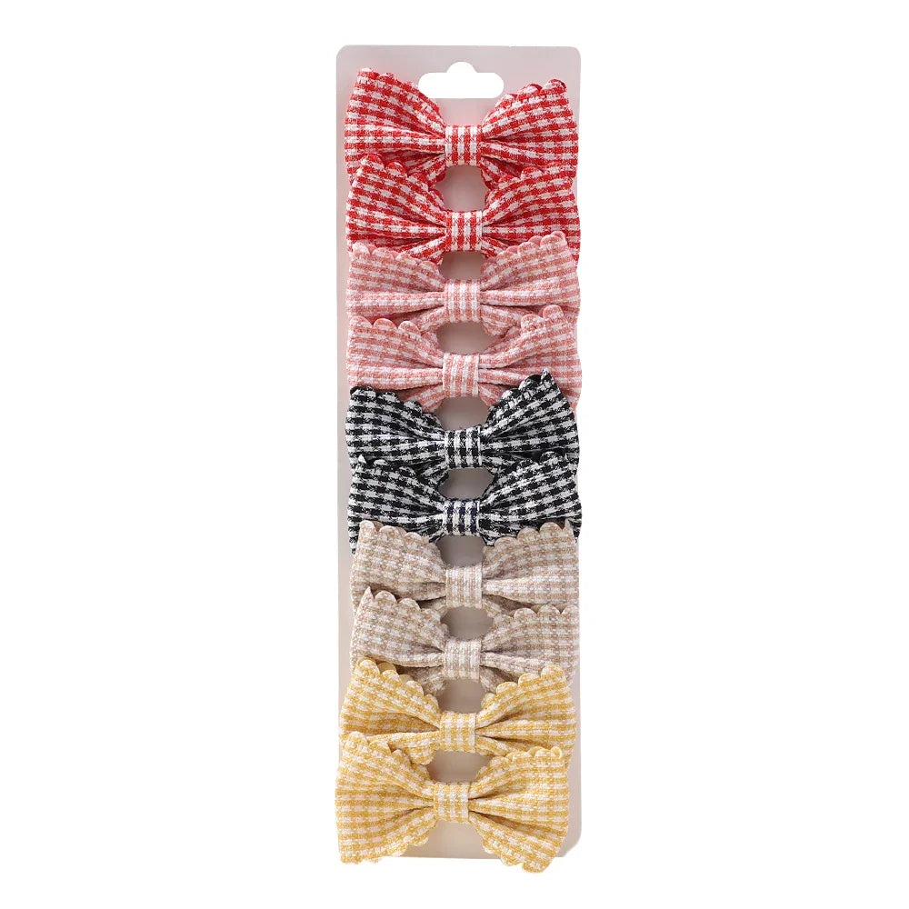 10PCS/Set New Girls Cute Plaid Print Hairpins for Kids Children Sweet Headband Hair Clips Barrettes Fashion Bow Hair Accessories