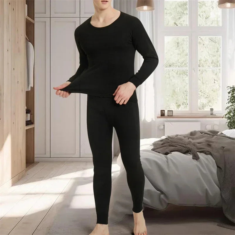 Winter Men Thermal Underwear Sets Thermal Long Pants Legging Homme Sexy Plus Velvet Pajamas Set Casual Thickened Men Underwear