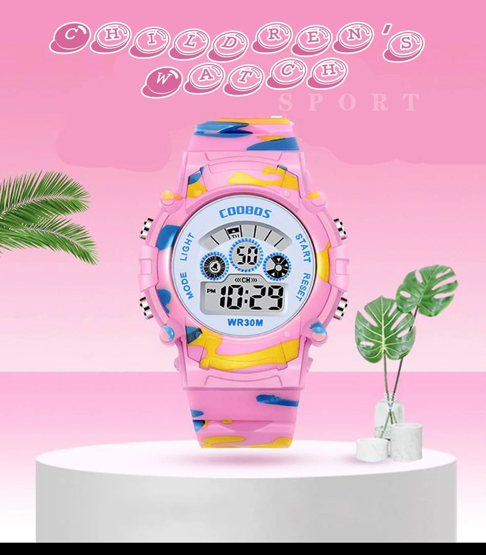 2023 New Boys Sports Military Kids Digital Watches Student Childrens Watch Fashion Luminous LED Alarm Camouflage Girls Clock Viralgem Store