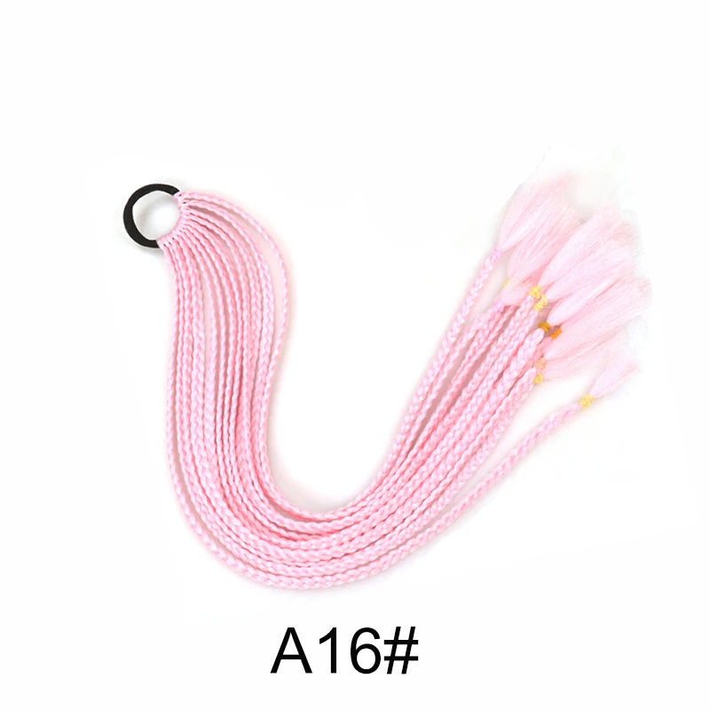 24Inch Synthetic Gradient  Colored Braided Ponytail Hair Extension Elastic Rubber Band Braiding Ponytail for Girl Women Viralgem Store