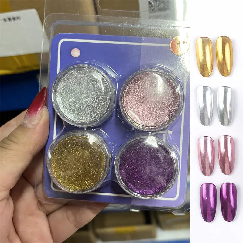 1 Box Mirror Glitter Powder Nail Decoration Metallic Chrome Nail Powder Set Y2K Rubbing Glitter Pigment Flakes Manicure Accessor
