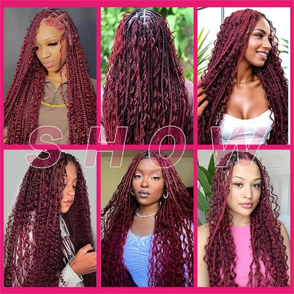 22Inch 100% Human Hair Bundle No Weft Deep Wave Curly Brazilian Virgin Hair for Boho Braid Burgundy 1 2 3 Bundles Hair for Women Viralgem Store