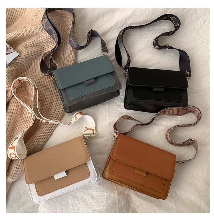 Wide Straps Shoulder Bag Flap Small Crossbody Bags for Women Simple Classic Handbags for Women Sac A Main Femme сумка женская